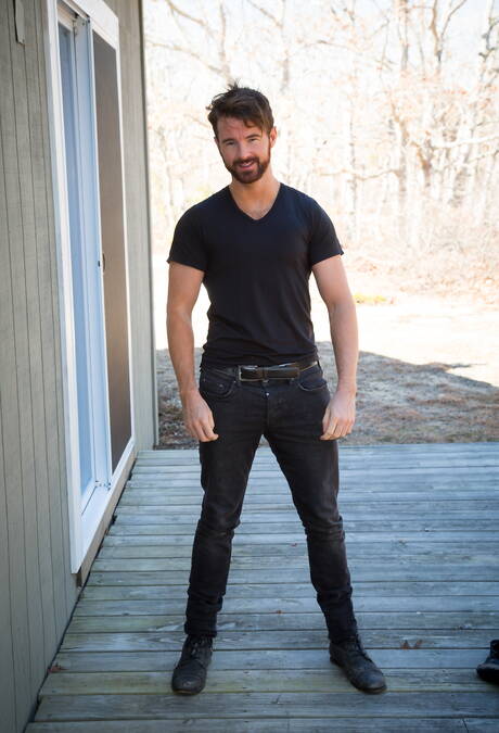 Irish mature bear Brendan Patrick undressing outside