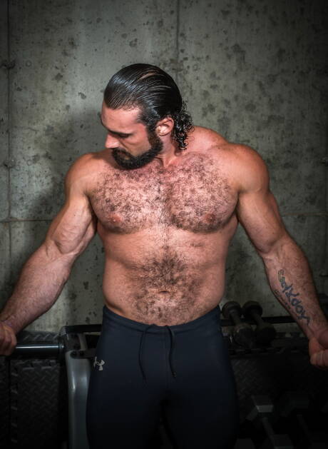 Der irische haarige Bär Brendan Patrick und der amerikanische haarige Bär Jaxton Wheeler wichsen Schwänze