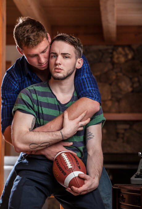 Icon Male: Two american boys strongman Connor Maguire and strongman Colton Grey posing naked