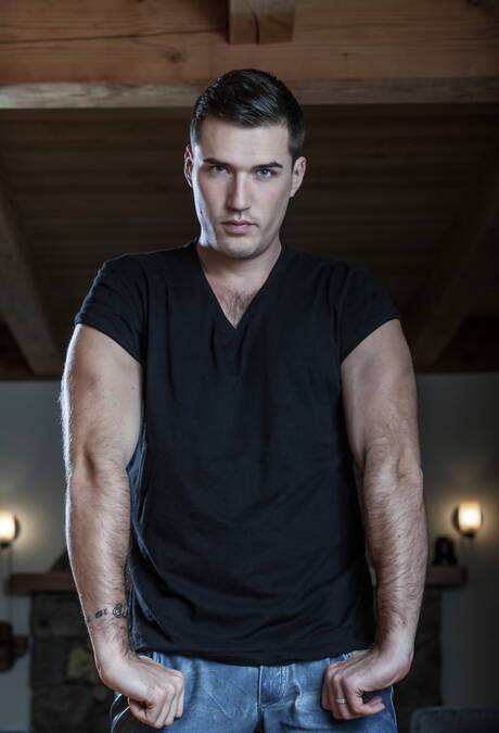 American hunky guy Colton Grey and french hunky guy Theo Ford undressing and showing tight butt