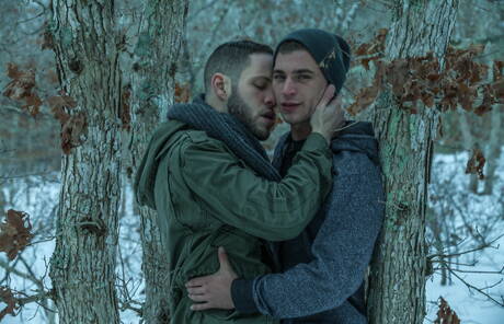 O lindo garanhão americano peludo Alex Greene e o garanhão Wolf Hudson mostram um corpo perfeito por fora