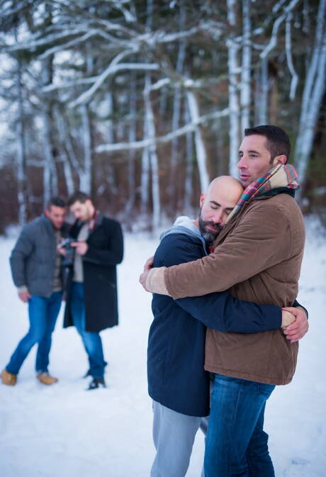 Outdoor clothed party with beard Damon, Nick, Killian and Ty Roderick