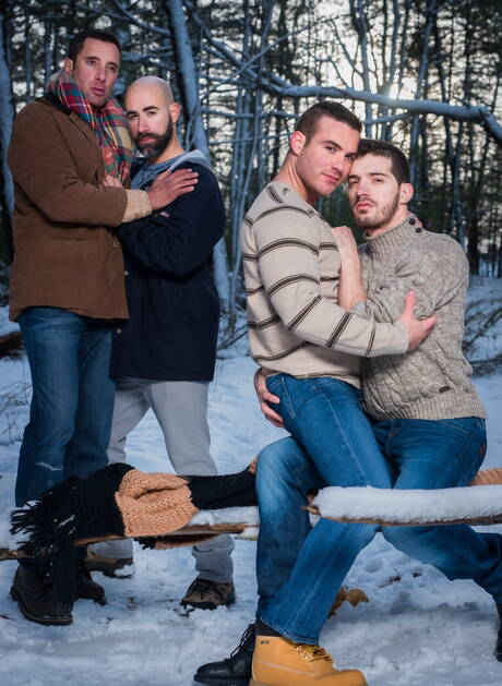 Outdoor clothed party with beard Damon, Nick, Killian and Ty Roderick