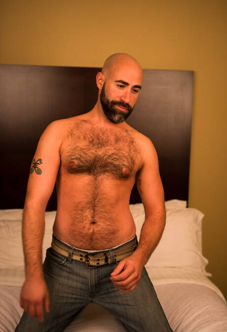 Hot american dudes hairy bear Damon Andros and hunky guy Nick Capra having a pleasure
