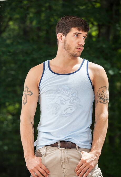 Icon Male: Two american dudes hairy stud Ty Roderick and strongman Nick Capra shows a well-build body outdoor