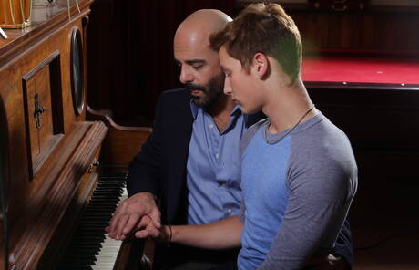 Hot american boys hairy stud Adam Russo and young boy Casey Tanner shows a perfect body