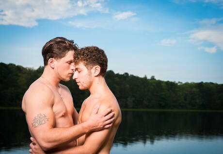 Famous americans, tough guy Roman Todd and superstud Calvin Banks posing nude on beach