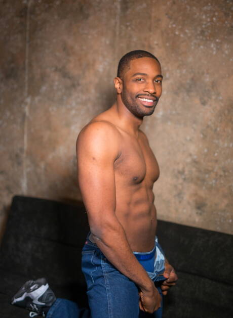 Famous americans, beefy Billy Santoro and muscular Lawrence Portland shows a strong body