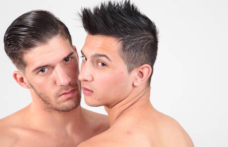 Nice american boys pretty boy Davey Anthony and hairy stud Ty Roderick posing nude and showing butt