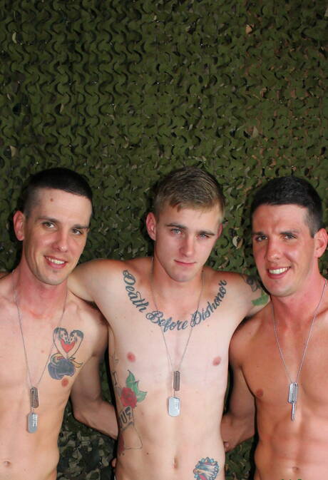 Sexy guys Ryan Jordan, Michael Stax and Jacob Stax love each other outdoor