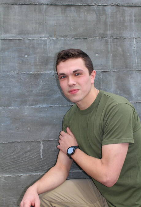 Young boy Poleski posing naked outside