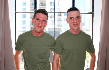 Active Duty: Superstud Alex Michaels suck the cock outside