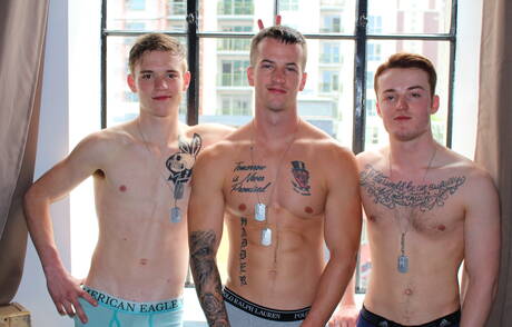 Active Duty: Nasty boys Quentin Gainz, Dominic and Scott Finn have a hot 3some sex outside