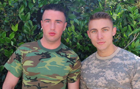 American husky guy Ripley Grey and hot twink Jay Ice in hot ass fuck action outside