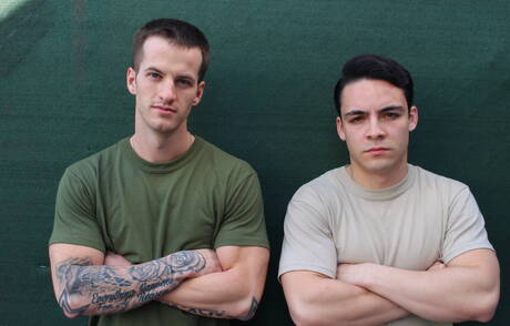 American beefy Quentin Gainz and muscular Rix fuck ass after sucking dick outdoor