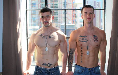 Active Duty: Famous americans, tough guy Quentin Gainz and stud Mathias banged each other outdoor