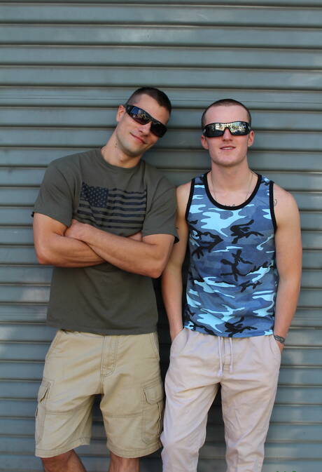 Active Duty: Young Dominic and american muscular Princeton Price in hard anal sex outdoor