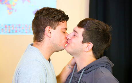 American strongman Aj Monroe and hunky guy Cameron Jacobs sucking and fucking each other