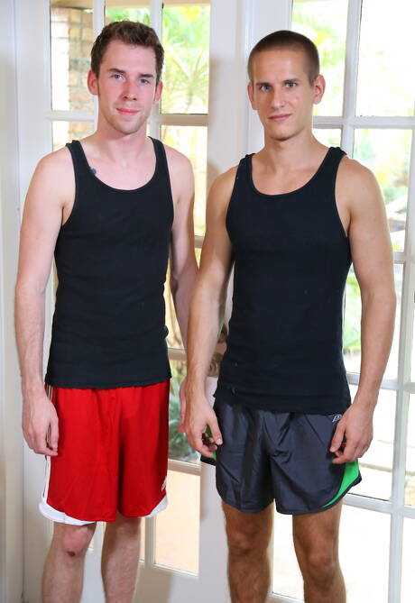 Pretty american guys husky guy Jacques Lavere and hot twink Tripp Townsend have a hot couple sex outdoor