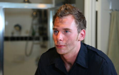 American young dude Tripp Townsend playing with cock in bathroom