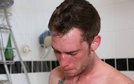 American young dude Tripp Townsend playing with cock in bathroom