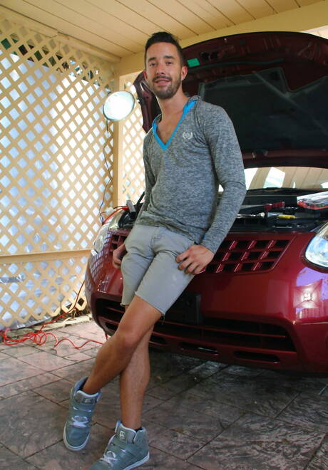 Hot american guys hairy stud Brett Bradley and stud Isaac Hardy undressing and showing hot ass outside