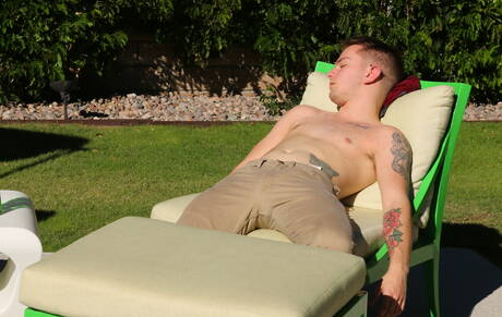 Parker Matson and american young boy Timothy Drake drilling an ass outside