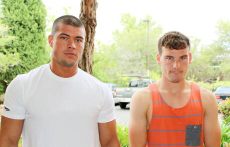 Active Duty: American hunky guy Brad Banks and beefy Christian shows a perfect body outside