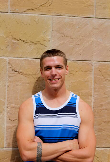 Muscular Max posing naked outdoor