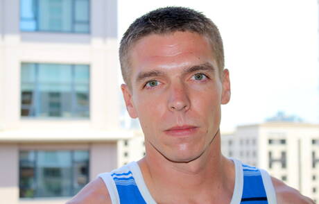 Muscular Max posing naked outdoor