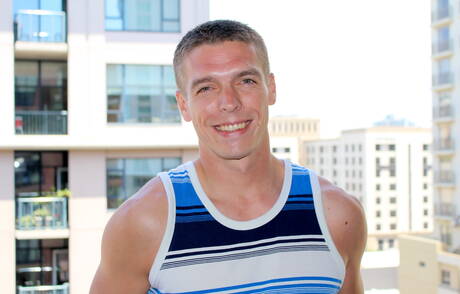 Muscular Max posing naked outdoor