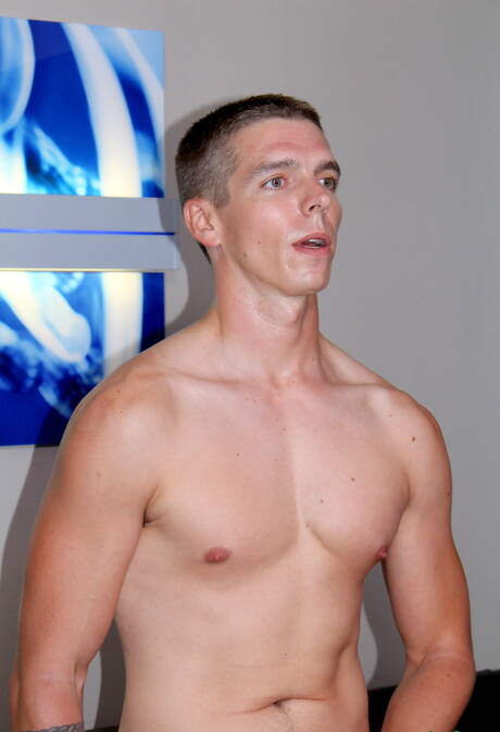 Muscular Max posing naked outdoor