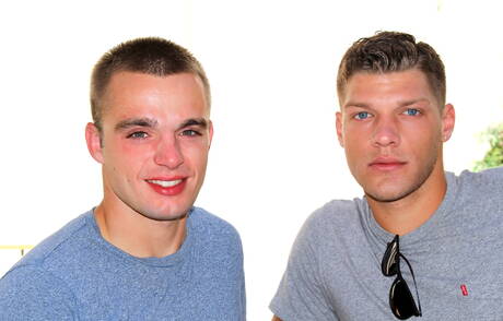 American hunky guy Bridger Watts and beefcake Austin have a hot sex outside