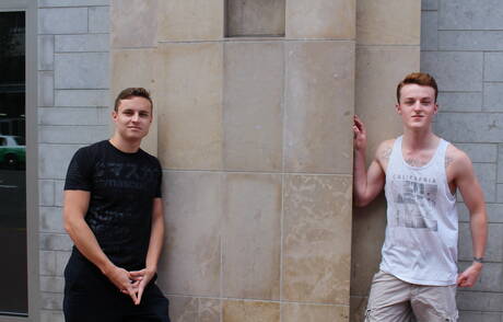 Young dude Sawyer and twink Dominic fuck ass after blowjob outdoor