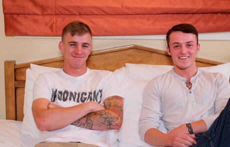 Strongman Dominic and american pretty boy Ryan Jordan fuck ass after sucking dick outdoor