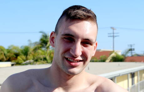 Husky guy Scott Millie shows a beautiful body outdoor