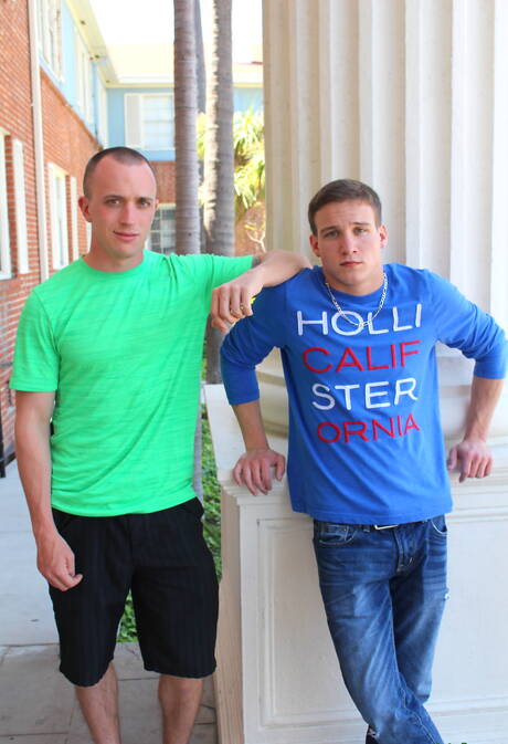 Husky guy James and beefy Mike Hollister sucking and screwing each other outdoor