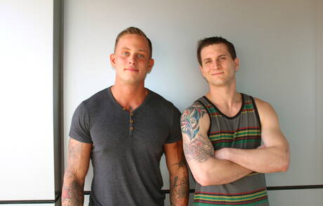 Active Duty: Nice american buddies well-built Zack Matthews and muscular Allen Lucas fuck ass after sucking dick outside