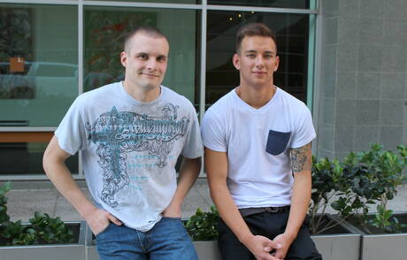 Active Duty: American pretty boy Colton Phobos and hunky guy Matthew Reeves have a good anal sex outside