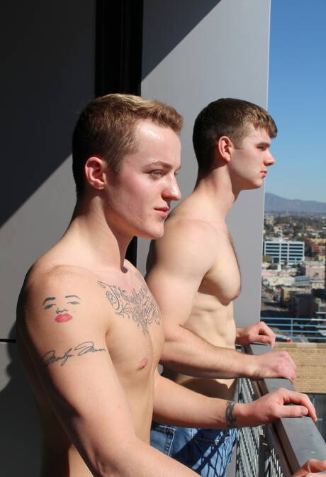 Active Duty: Strongman Dominic and strongman Van James fuck ass after blowjob outside