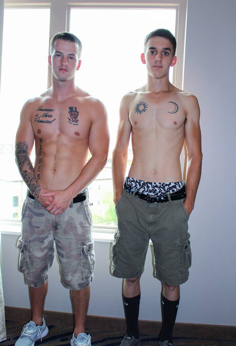 Active Duty: American strongman Quentin Gainz and  Jason sucking and screwing each other outside