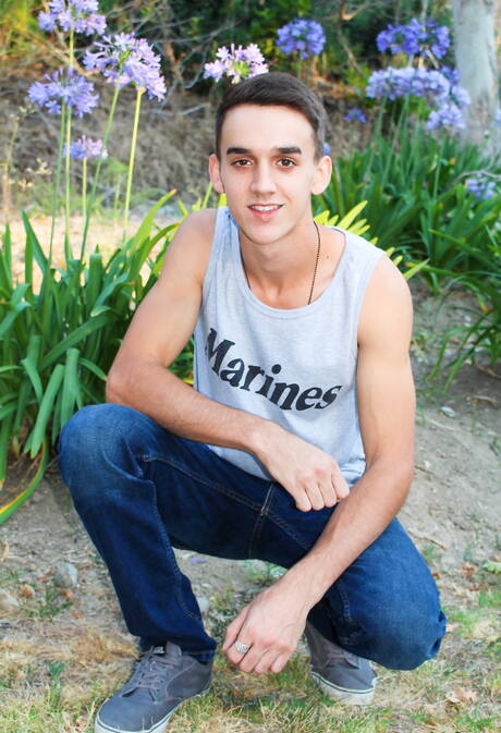 Latino young Jason jack off his dick outside