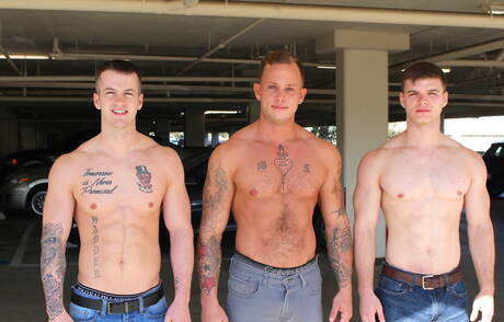 Quentin Gainz, Van James and Zack Matthews in hard 3some sex outside