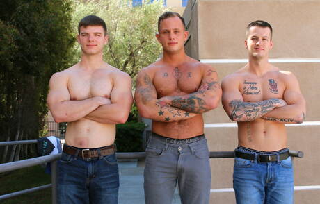 Quentin Gainz, Van James and Zack Matthews in hard 3some sex outside