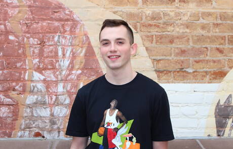 Twink Jordan Graves play with sex toy outside