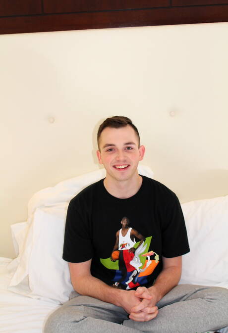 Twink Jordan Graves play with sex toy outside