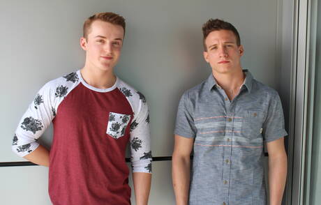 Beautiful dude Mike Hollister and attractive buddy Dominic in hot ass bang outside