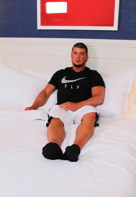 American beefcake Brad Banks teasing his cock