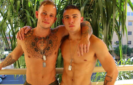 American stars strongman Ripley Grey and strongman Zack Matthews in hard anal sex outside