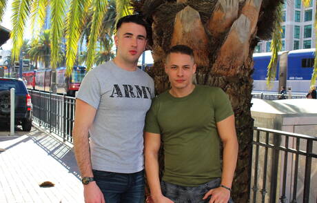 American tough guy Aston Springs and husky guy Jayce in hot homosexual action outdoor